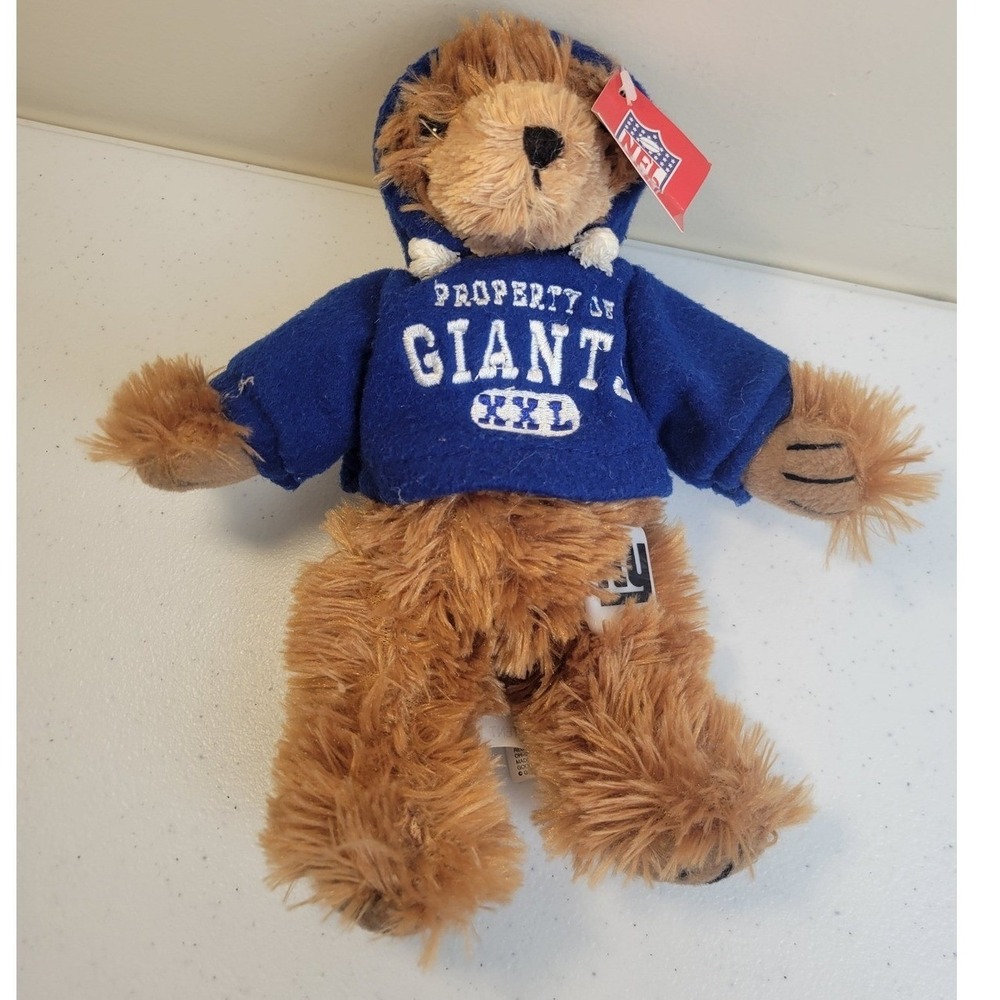 Good Stuff NFL New York Giants Plush Bear 9" Blue Brown Good Property Of Hoodie